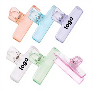 Custom Logo Paper Clip Medium Clear Translucent Plastic Binder Clips Custom Logo Colorful Hinge Utility Clamps Bag Clips