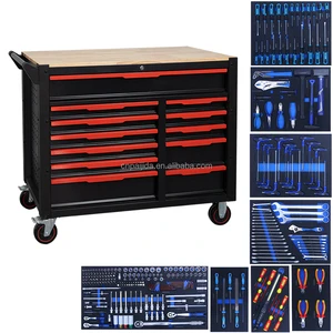 Tool Trolley Chest Garage Workshop Tool Cabinet 12-drawer Cabinet Rolling Toolbox with Tools Set Mechanic Heavy Duty Tool Chest