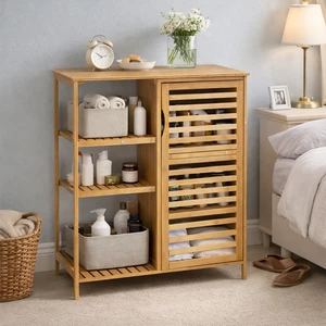 Bamboo Storage Basket Rectangular Bathroom Shelf Organizer Wooden Desktop for Toiletries Towels Kitchen Pantry Home Wholesale
