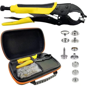 15mm Heavy Duty Snap Fastener Pliers Tool Kit, Stainless Steel Four-Prong Press Stud Set For Sewing Craft DIY