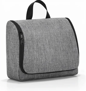 Travel Thel Toilet Bag XL Twist Silver with Hook Water Resistant Material Bathroom 1-3L Capacity