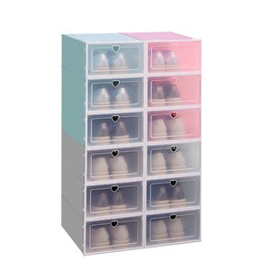 Transparent PP Plastic Women's Household Thickened Flip Cover Square Shoe Box Foldable Design 20-35L Capacity 10kg Load