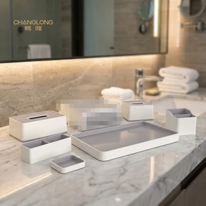 Cross Grain PU Leather Wardrobe Shoe Box With Reinforced Corner Design For Boutique Hotel Space For Hotel Amenity Set