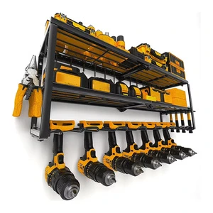 Metal Shelf Utility Racks Shelves for Garage Storage Pegboard Drill Holder Wall Mount Power Tool Organizer Rack