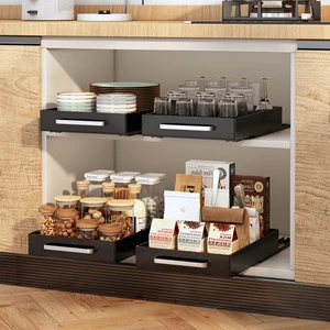 Hotsale 2 Pack Multifunction Pull Out Cabinet Organizer Peel Stick Pull Out Drawers Slide Out Drawers Kitchen Storage