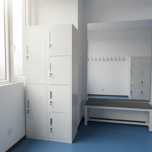 Modern Lockable 6 Door Vertical Steel Locker Cabinet Metal Staff Storage Locker for School Gym Office