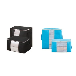 Large Capacity 84 L Heavy Duty Foldable, Durable Square Non-woven Fabric Cloth Blankets Under Bed Storage Bags for Clothes/