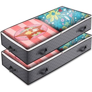 90L Under Bed Storage Containers, Closet Organizers Bins, Foldable Underbed Bags for Blanket, Clothing, Sweaters, Pillows