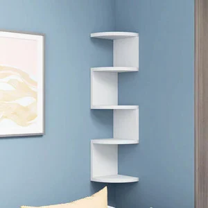 Modern Multi-Layer PVC Wall Storage Rack with Irregular Shape and Corner Partition for Home Decor