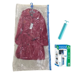 Plastic Insect-proof Space Saver Hanging Vacuum Storage Bags for Long Clothes Coats Storage Garment Organizer Bag