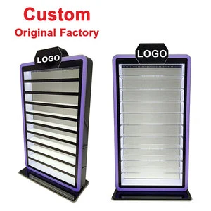 Custom Smoke Shop Display Case Rgb Led Light Basketball Sneaker Keychain Display Rack 10 Tiers Acrylic Keychain Display Stand