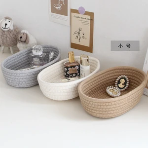 Oval Storage Basket Set- Natural Cotton Rope Woven Baskets for Organizing