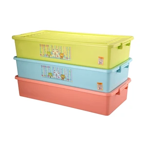 Household 35L Large Stackable Rectangle Under Bed PP Plastic Storage Box with Injection-Molded Wheels