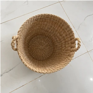 KOTTRAVAI Natural Water Hyacinth Woven Storage Basket with Organizer Bin and Handles for Home Kitchen Bathroom Decor Tamil Nadu