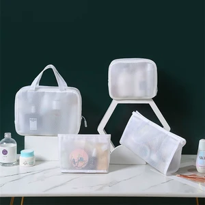 Toiletries Storage Bag Multi-functional Transparent Travel Wash Packing Cube Sets Waterproof Simple White Mesh Toiletry Handbag