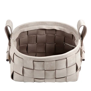 Large Capacity Leather Woven Storage Basket Home Laundry Storage Basket Woven Baskets for Storage