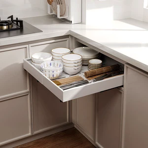 Optimal Fit Pull Cabinet Organizer Kitchen Storage Expandable All Directions Multifunction Metal Carbon Steel Dish Bowl Storage