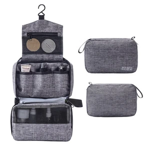 Portable Toilet Bag Hanging Travel Organizer Toilet Kit Waterproof Storage Bag With Hook Fashionable Polyester Wash Makeup Bag