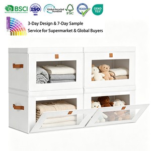 Fabric Storage Boxes With Lids Collapsible Storage Bins With Window Decorative Closet Organizers For Clothes Towels Books