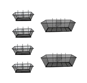 Durable 6-Pack Metal Wire Storage Baskets for Pegboard Wall Organizing Tool for Garage Workshop Craft Accessory