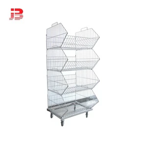 Chrome Supermarket Metal Wire Basket Storage Wire Mesh Display Basket