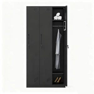 Key Lock Heavy-Duty Metal Steel Wardrobe Locker With Shelves for Gym Office Hospital Storage Cabinet