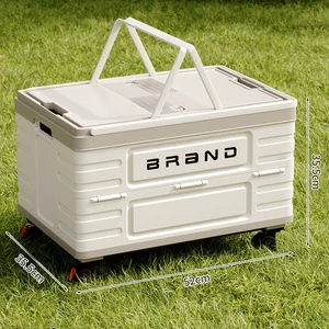 Heavy Duty Outdoor Folding Box Clamshell Buckle Lid Removable Easy Clean PP Material Collapsible Storage Shoes Trolley Beach