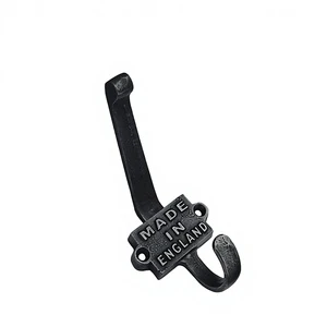 Creative Design Black Heavy Duty Best Quality Cast Iron Coat Hooks in Chrome Eco-Friendly Wall Mounted 2 Hooks Self-adhesive