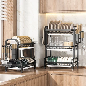 Kitchen Storage Rack Dishes Bowls And Plates Storage Rack Countertop Drainage Rack Multifunctional Storage Cabinet