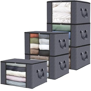 Large Foldable Cotton Linen Large Clothes Organizer Collapsible Folding Bed Thick Breathable Fabric Underbed Storage Boxes Bags