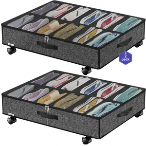 Plastic Foldable Underbed Closet Wardrobe Shoe Organizer Box Bins Storage Containers with Wheels