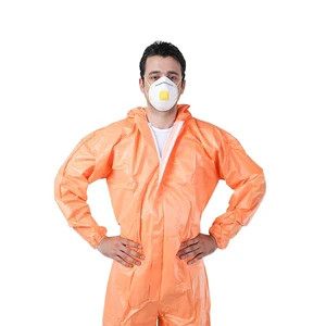 Wholesale Anti-Dust Construction Coverall High Quality Easy to Use Disposable Coverall Protective PP+PE Orange Coverall