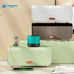 Large Capacity Detachable Dustproof Plastic Power Cord Storage Box with Gold Plated Base, Cable Organizer Box for Home Office