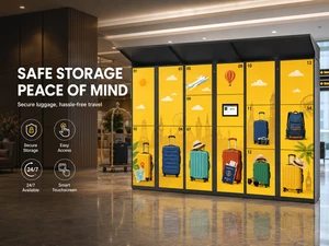 Smart Luggage Locker with Touch Screen Self-Service Baggage Storage Cabinet for Airport Hotel Shopping Mall Train Station