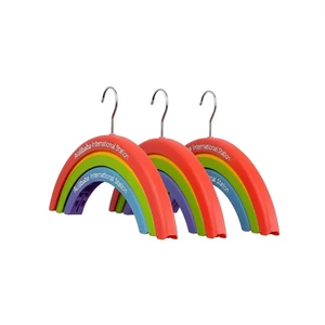 Myrva Rainbow Hangers Set Of 3 Plastic Chrome Hook Clothes Wardrobe Storage Hanger Creative Space Saving Design