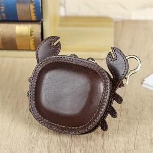 Vintage Full Grain Oil Tanned Leather Niche Handcrafted Bag Charm Marine Animal Mini Coin Pouch For Airpods Lipstick Keys