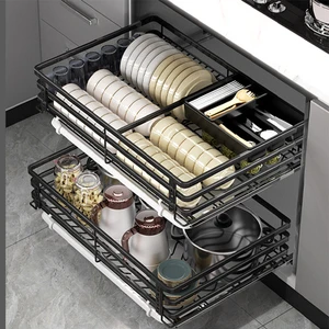 Multi-functional Kitchen Cabinet Accessories Soft Closing Furniture Hardware Kitchen Pull Out Cabinet Drawer Organizer Basket