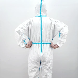 SMS Non-woven Dust-proof Thickened Disposable One-piece Protective Clothing with Blue Sealing Strip Protective Isolation Clothin