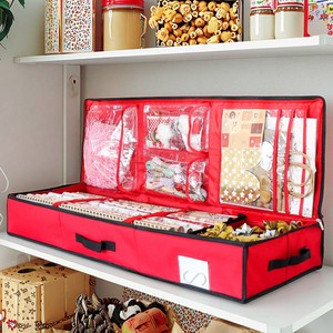 Christmas Decor Storage Bag for Wrapping Paper Ribbon and Bows Organizer for Bedroom or Dorm Room