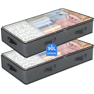 Underbed Storage 90L Collapsible Closet Containers Organizers and Under Bed Storage Bins,underbed Storage Bags