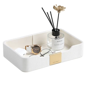 High Quality PU Leather Storage Tray For Home Office Decor Valet Tray Storage Organizer Key Jewelry Watch Storage Box