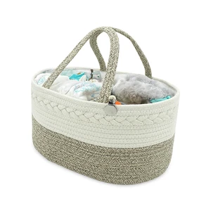 Rope Nursery Bin 100% Cotton Portable Storage Cotton Rope Baby Changing Basket Diaper Caddy Organizer Baby Gift Baskets