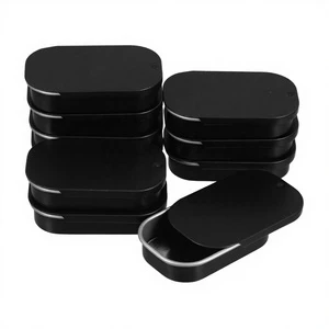 Premium Rectangle Matte Tinplate Mini Slide Top Storage Container Empty for Blush Cosmetic
