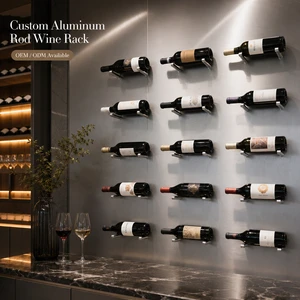 Stylish Bottle Holder Aluminum Wall Pegs Space-Saving Design Aluminum Wine Rack Modern Wall Mount For Home Bar Display