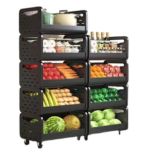 Stainless Steel Kitchen Multi-Level Cabinet Display Rack Carbon Steel Kitchen Organizer