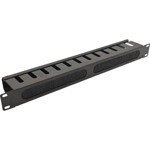 Black Steel Cable Organizer 1U 19 Inch 12 Slots Nylon Flame Retardant Brushes Cable Management