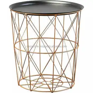 Wire basket tray side table