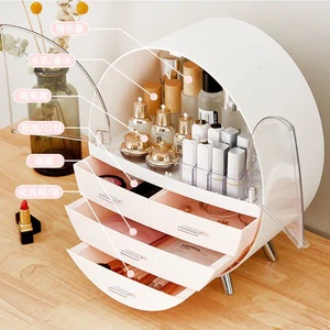 Multifunctional Waterproof Makeup Organizer with Drawers Dustproof Portable Large Fully Open Cosmetic Skincare Storage Box