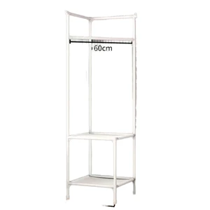 Double-tiered Metal Coat Rack with Double Tiers Bedroom Corner Hanging Clothes Hanger and Cabinet Storage Shelf for Wardrobe