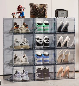 OEM Foldable Plastic Storage Boxes with Lids Closed Shoe Rack for Bathroom and Living Room Household Shoe Box Storage